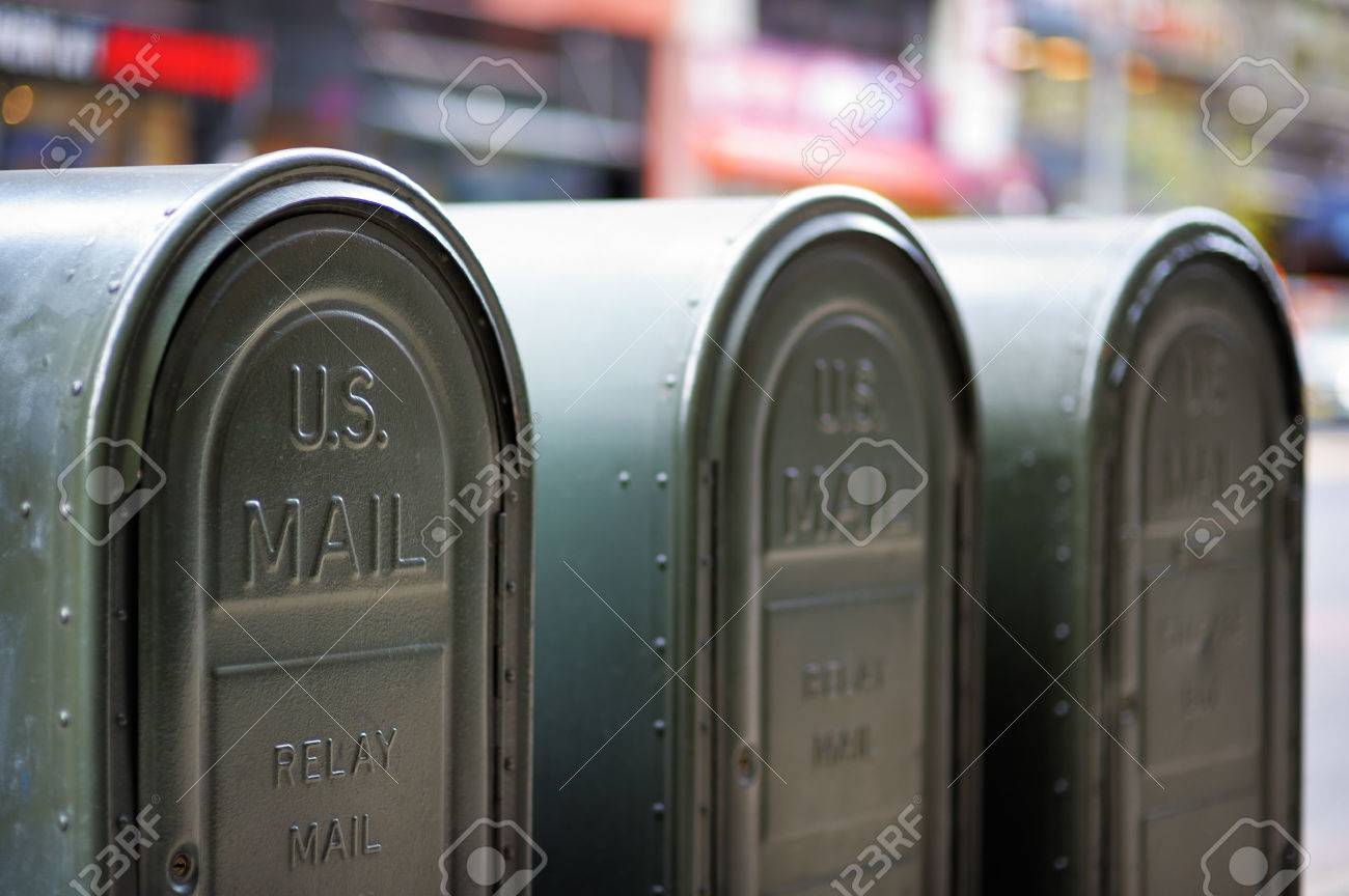 Row of outdoors mailboxes in NY, USA - 41062449 Row of outdoors mailboxes in NY, USA - 41062449