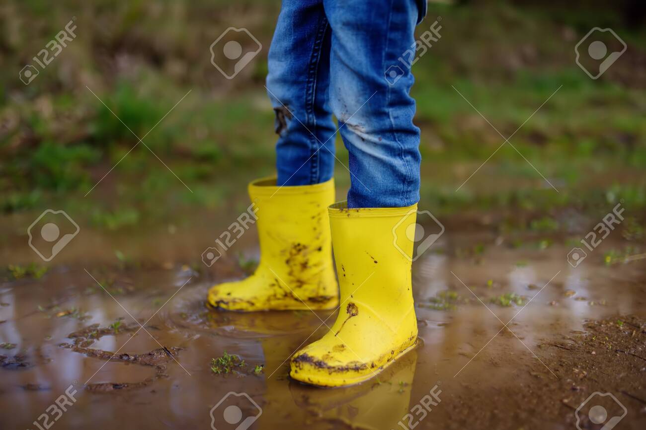yellow mud boots