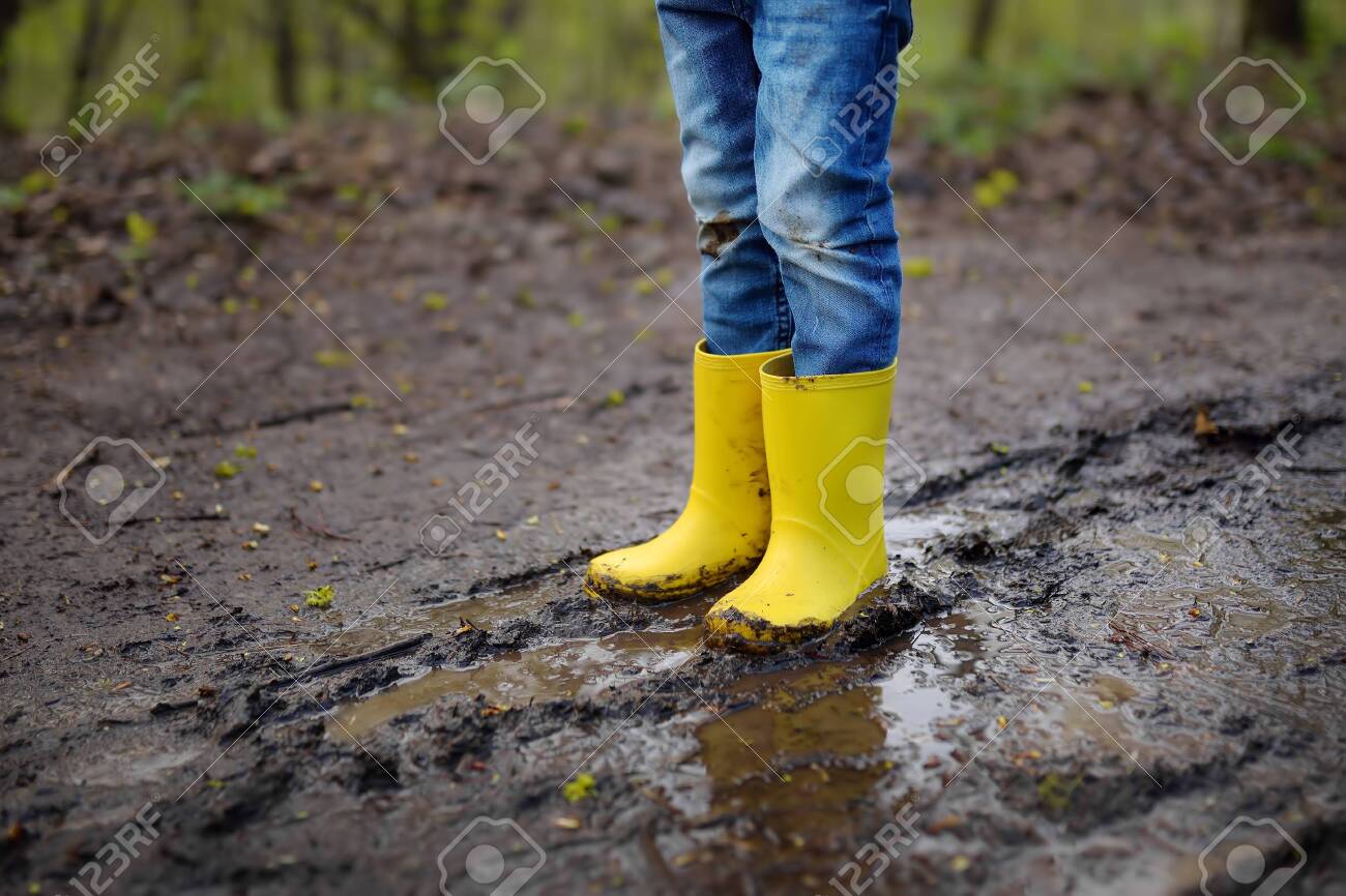yellow mud boots