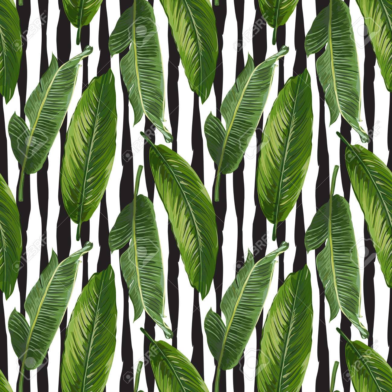 Seamless Vector Banana Leaves Pattern Royalty Free Cliparts Vectors And Stock Illustration Image