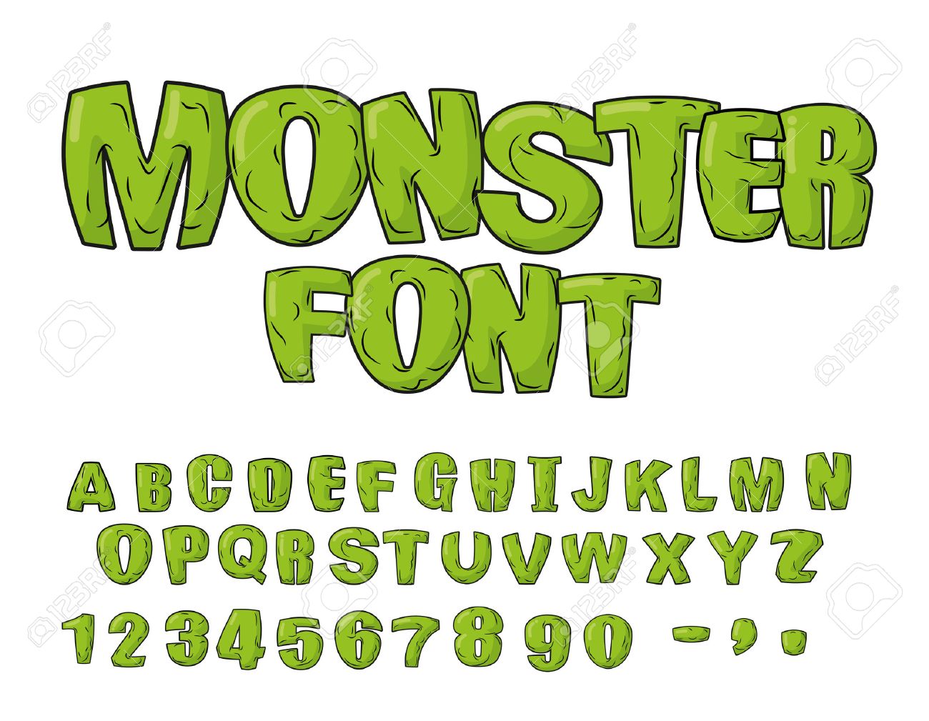 モンスターのフォントです 緑色の怖い文字 ベクトルのアルファベット ライブ Abc のイラスト素材 ベクタ Image 4524
