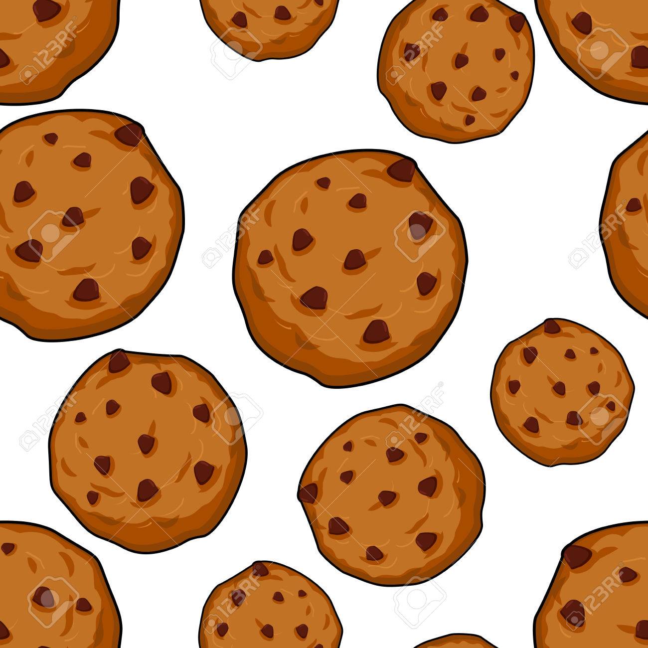 クッキーのシームレスなパターン お菓子の背景 食べ物飾り 甘いビスケット テクスチャ のイラスト素材 ベクタ Image