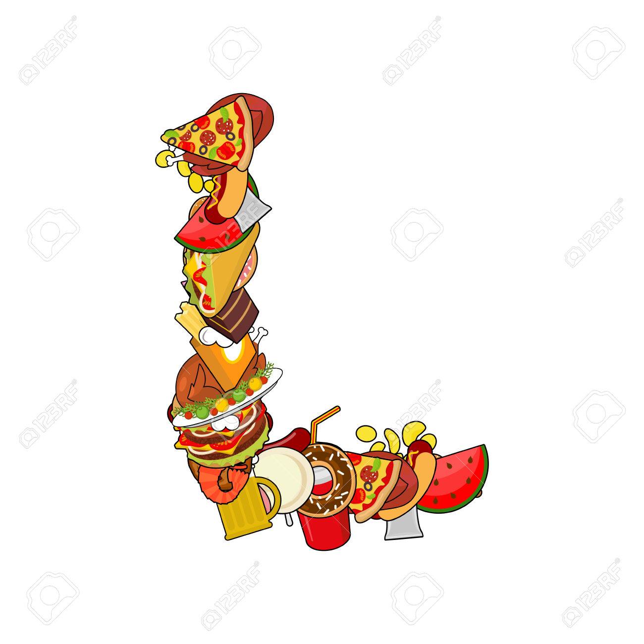 letter l edible alphabet sign of food feed concept template