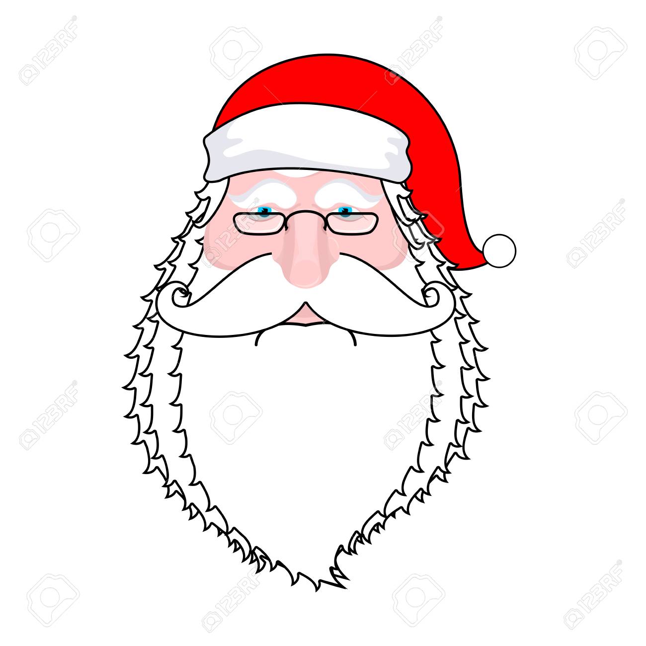 santa face isolated beard and mustache red hat christmas icon santa face template