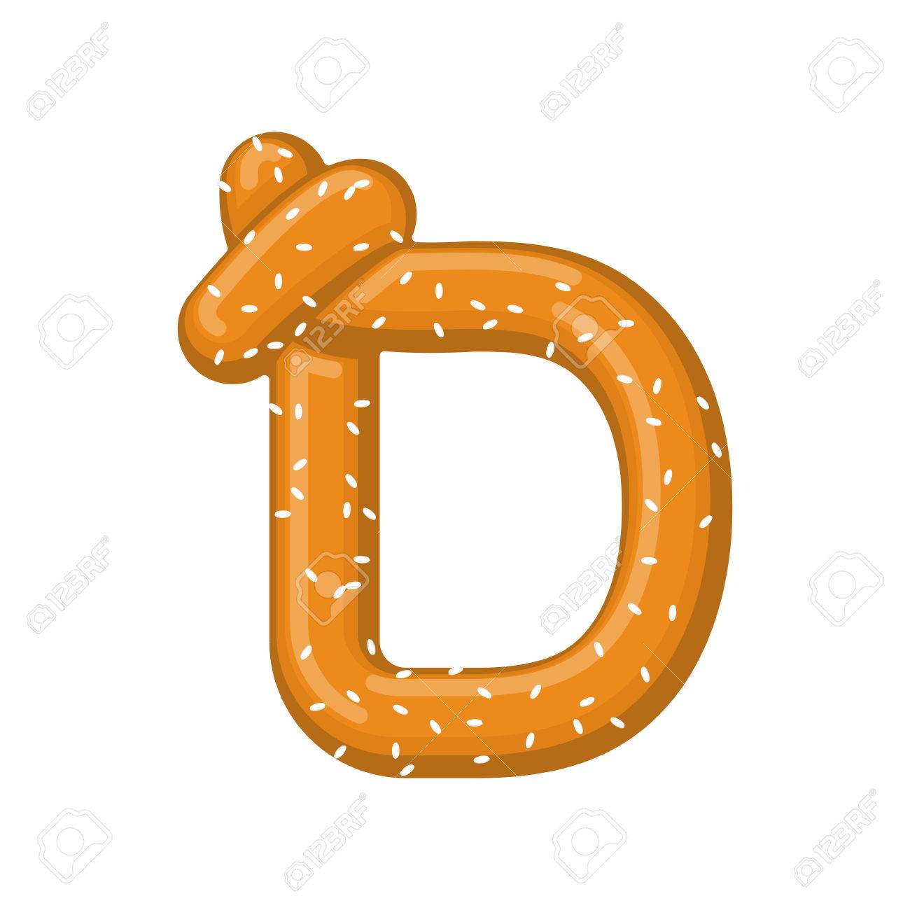 文字 D プレッツェル フォント シンボルのおやちます 食品アルファベット記号 伝統的なドイツ料理です 焼く のイラスト素材 ベクタ Image