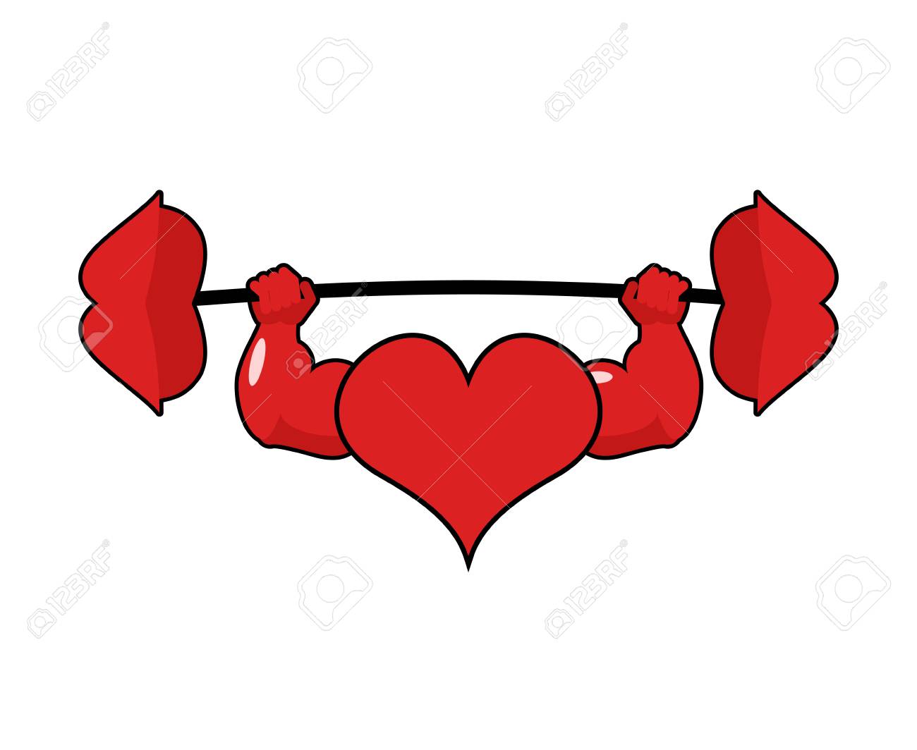 Coeur Fort Amour Puissant Baiser D Halteres De Sport Levres Lourdes Clip Art Libres De Droits Vecteurs Et Illustration Image