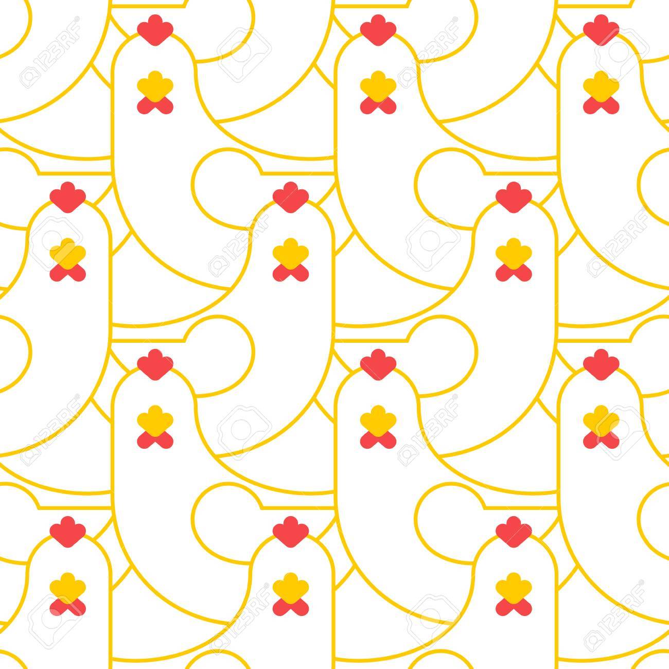Modèle Sans Couture De Poulet Ornement De Fond Oiseau De Ferme