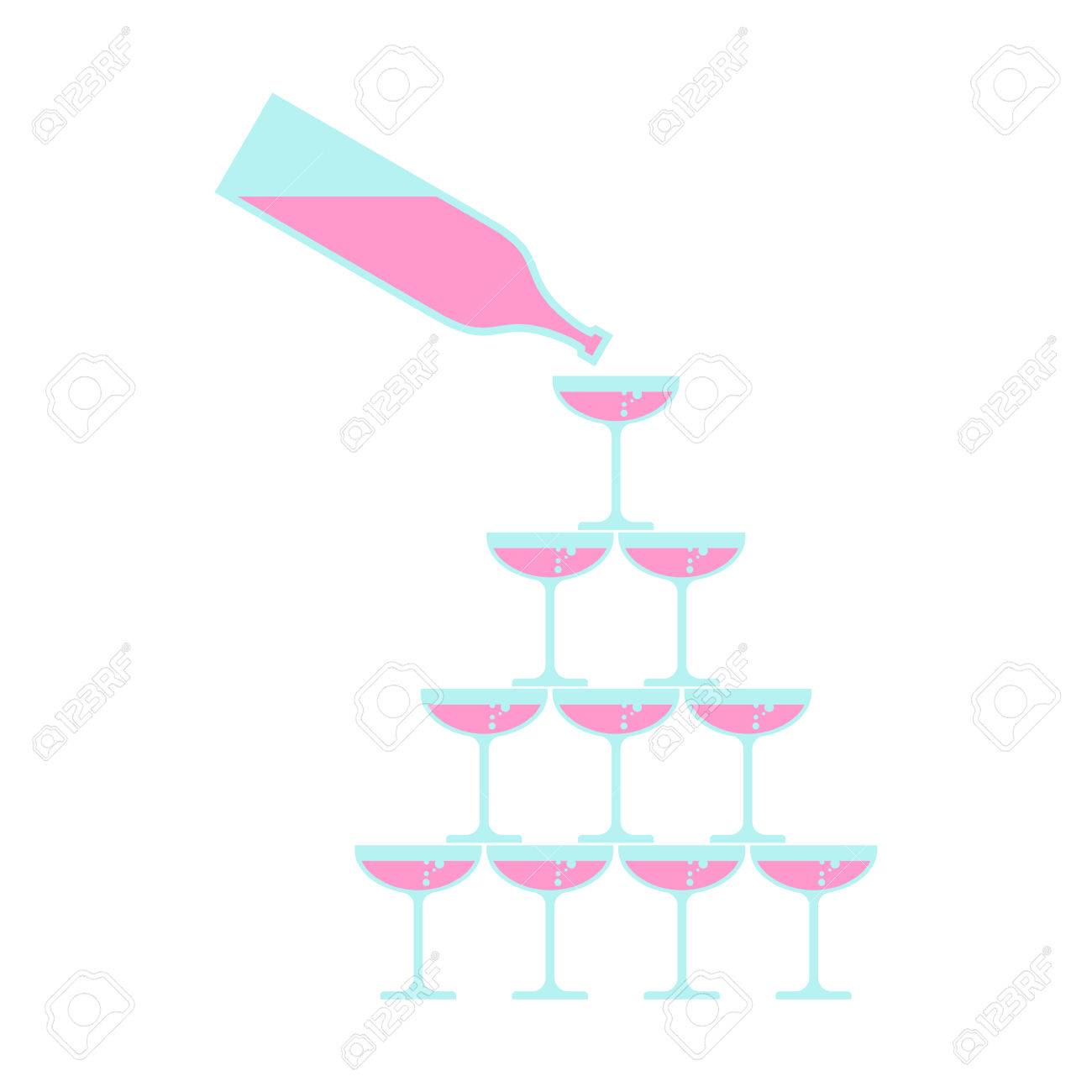 Bottle Pour Glass Of Champagne Tower Alcohol In Glass Belfry Royalty Free Cliparts Vectors And Stock Illustration Image
