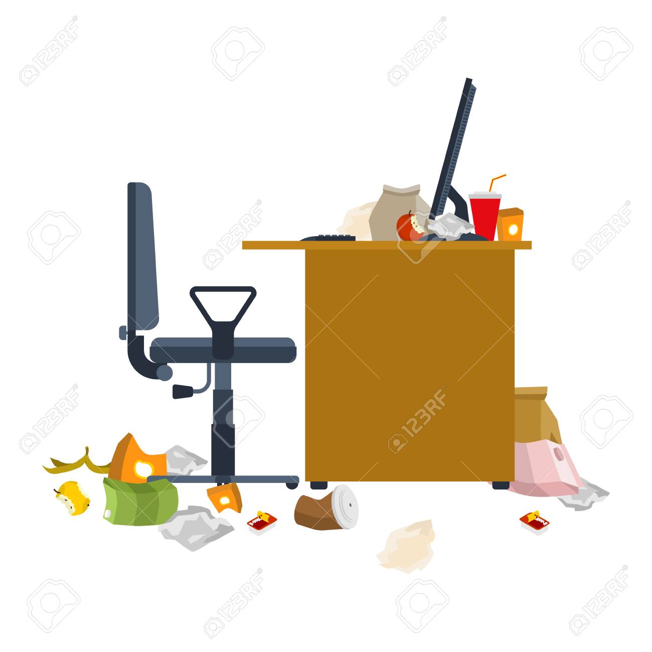 Schmutziger Arbeitsplatz Mull Und Stocke Dreckiger