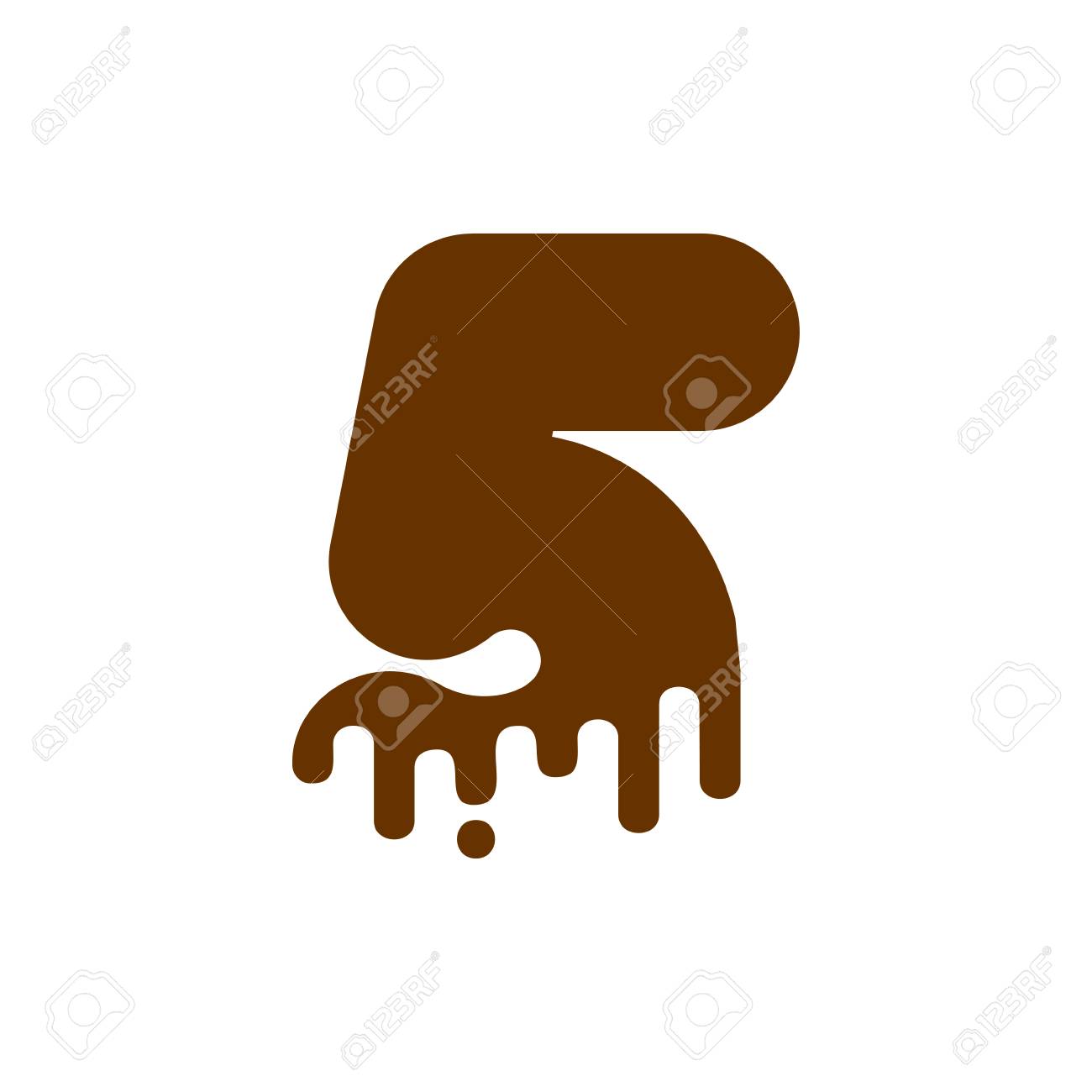 3 チョコレート フォントを番号します 数字 5 の甘さのアルファベット 液体のレタリングの図 甘い粘性 Abc 記号 のイラスト素材 ベクタ Image