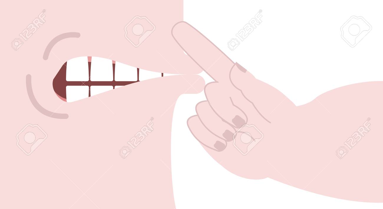 Dedo en la boca del nilo es la ilustración vectorial de dormir silencio Foto de archivo