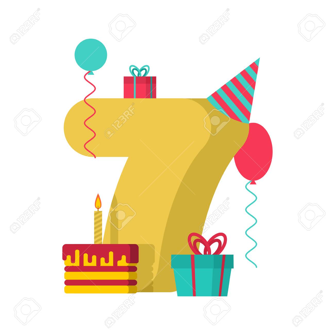 happy birthday numbers 7 7