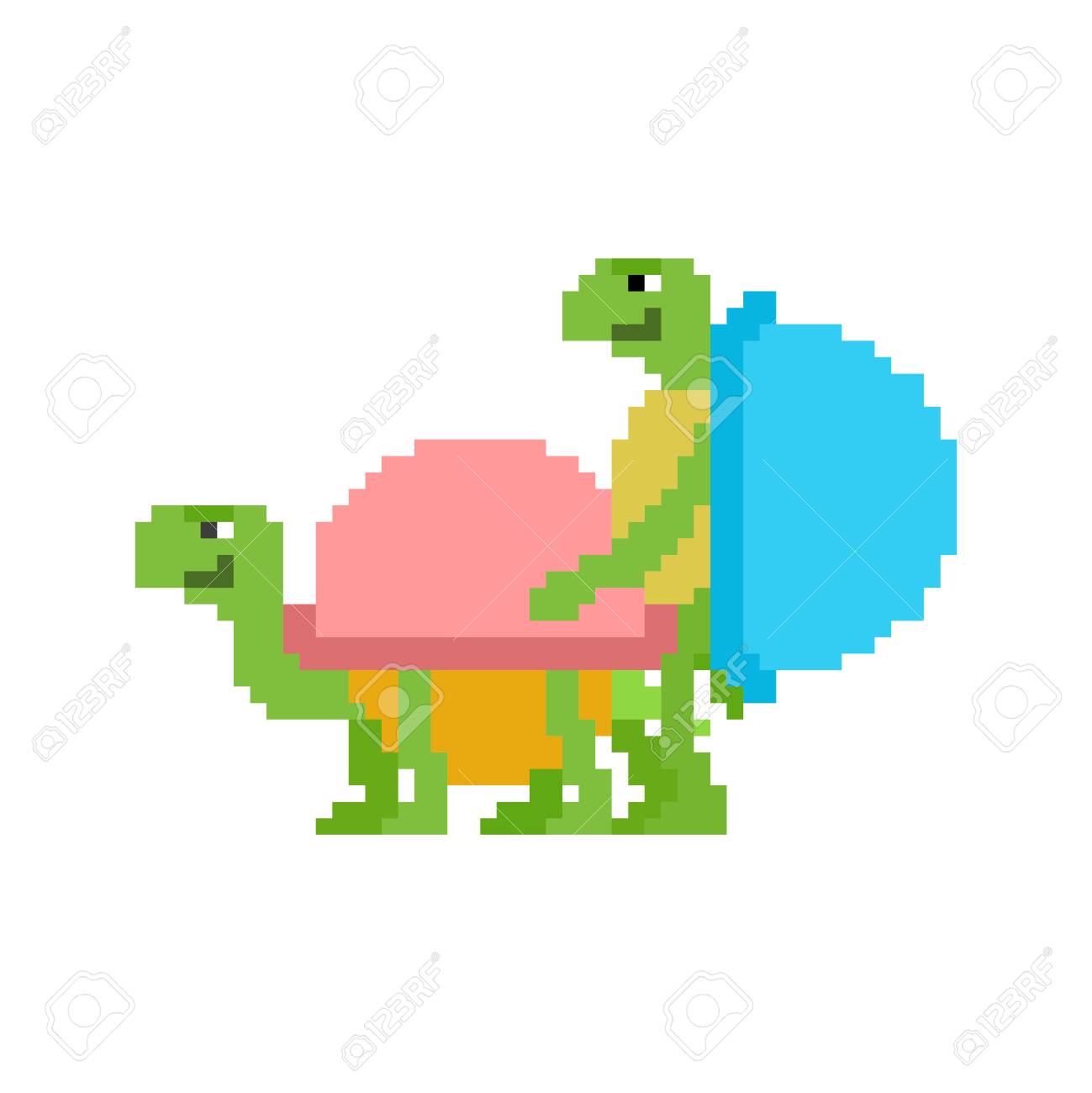 거북이 픽셀 아트. 거북이 8비트. 파충류 격리입니다. 동물 번식 로열티 무료 사진, 그림, 이미지 그리고 스톡포토그래피. Image  107486480