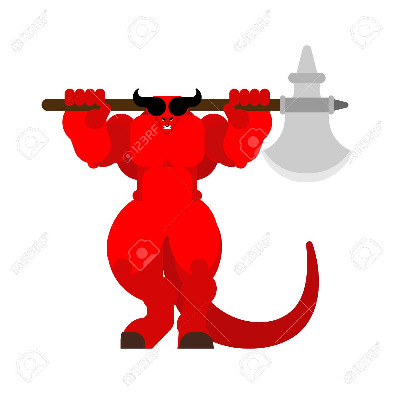 Devil With Ax. Strong Angry Asmodeus. Red Demon Big. Horned Satan. Powerful  Beelzebub Lord Of Darkness. Hard Lucifer Boss Hell Royalty Free SVG,  Cliparts, Vectors, and Stock Illustration. Image 127697671., image size:1300x1300
