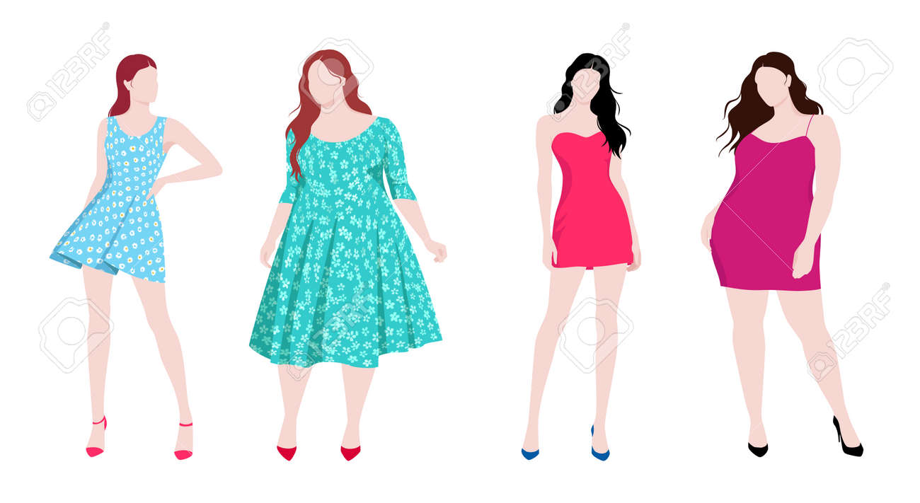 Ilustración Vectorial De Mujeres De Moda Delgadas Y Gordas Aisladas Que Usan Ropa Elegante De Diferentes Colores, Se Visten Con Motivos Florales Ilustraciones Svg, Vectoriales, Clip Art Vectorizado Libre De Derechos. Image Ilustración Vectorial De Mujeres De Moda Delgadas Y Gordas Aisladas Que Usan Ropa Elegante De Diferentes Colores, Se Visten Con Motivos Florales Ilustraciones Svg, Vectoriales, Clip Art Vectorizado Libre De Derechos. Image