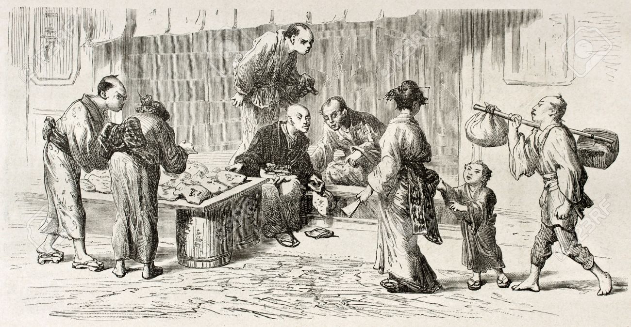 Grain Merchants In Yedo Tokyo Old Illustration Created By Stock Photo Picture And Royalty Free Image Image 15181110