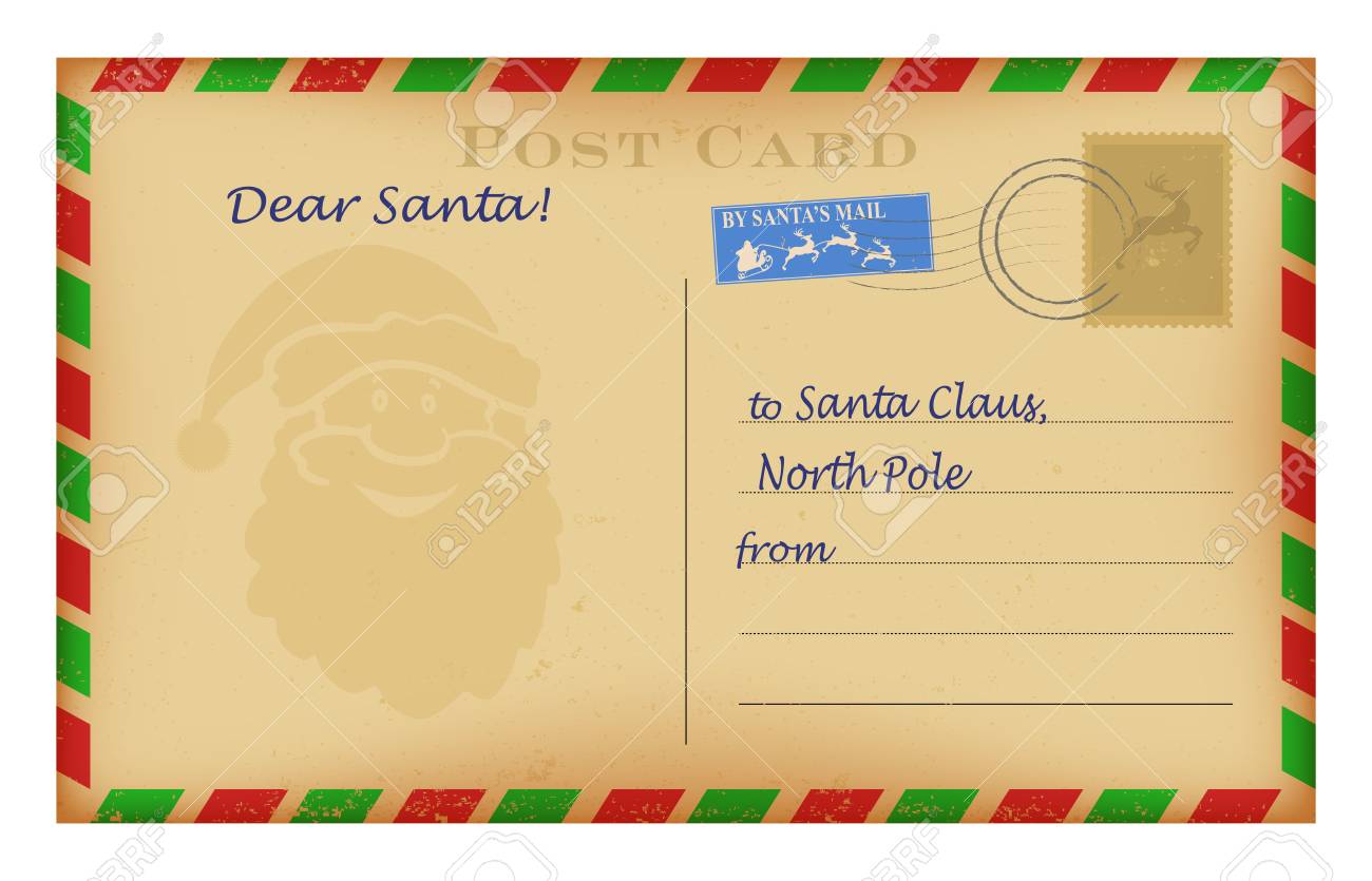 vector vintage christmas letter to santa template wish list stock