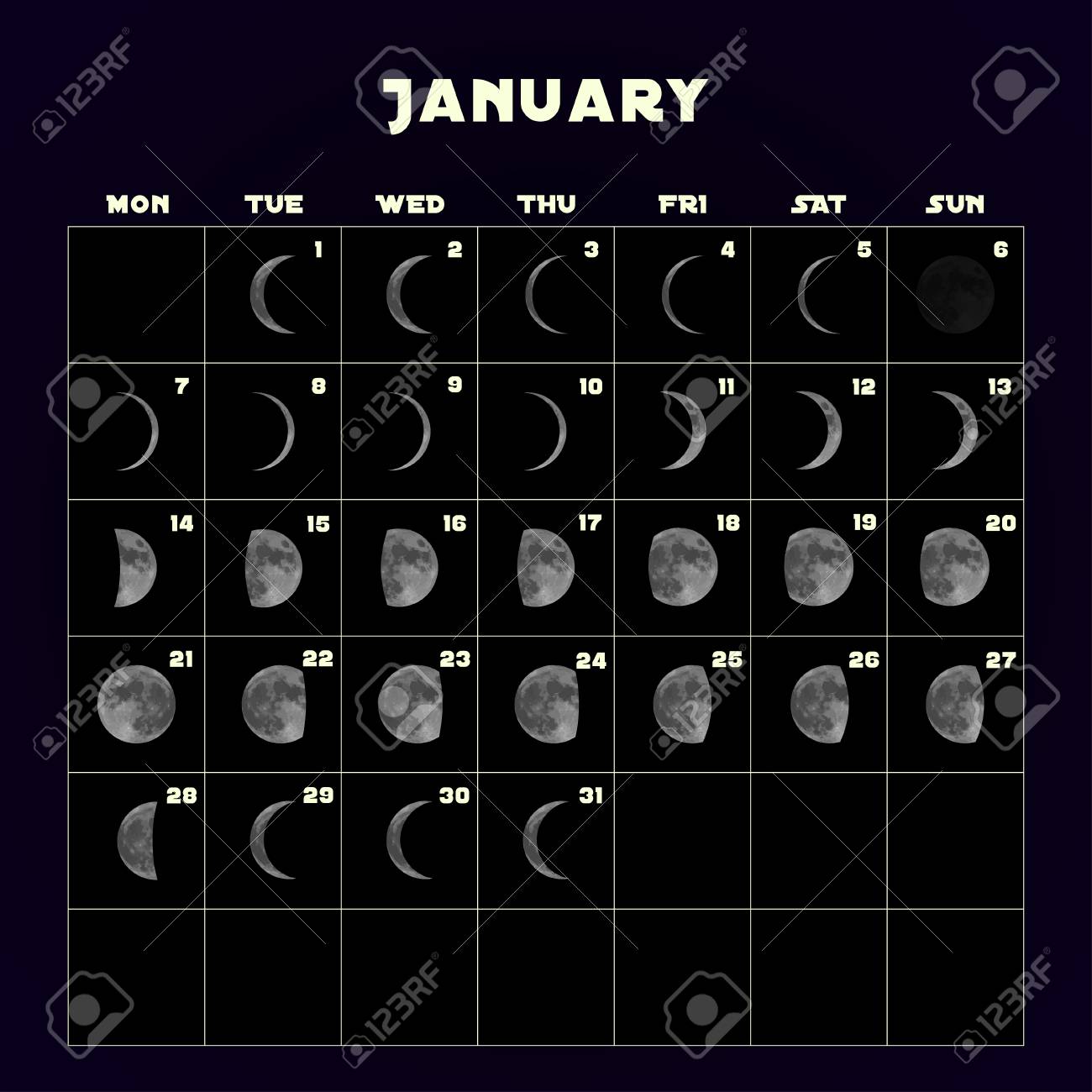 January 2019 Moon Phase Calendar - FREE DOWNLOAD