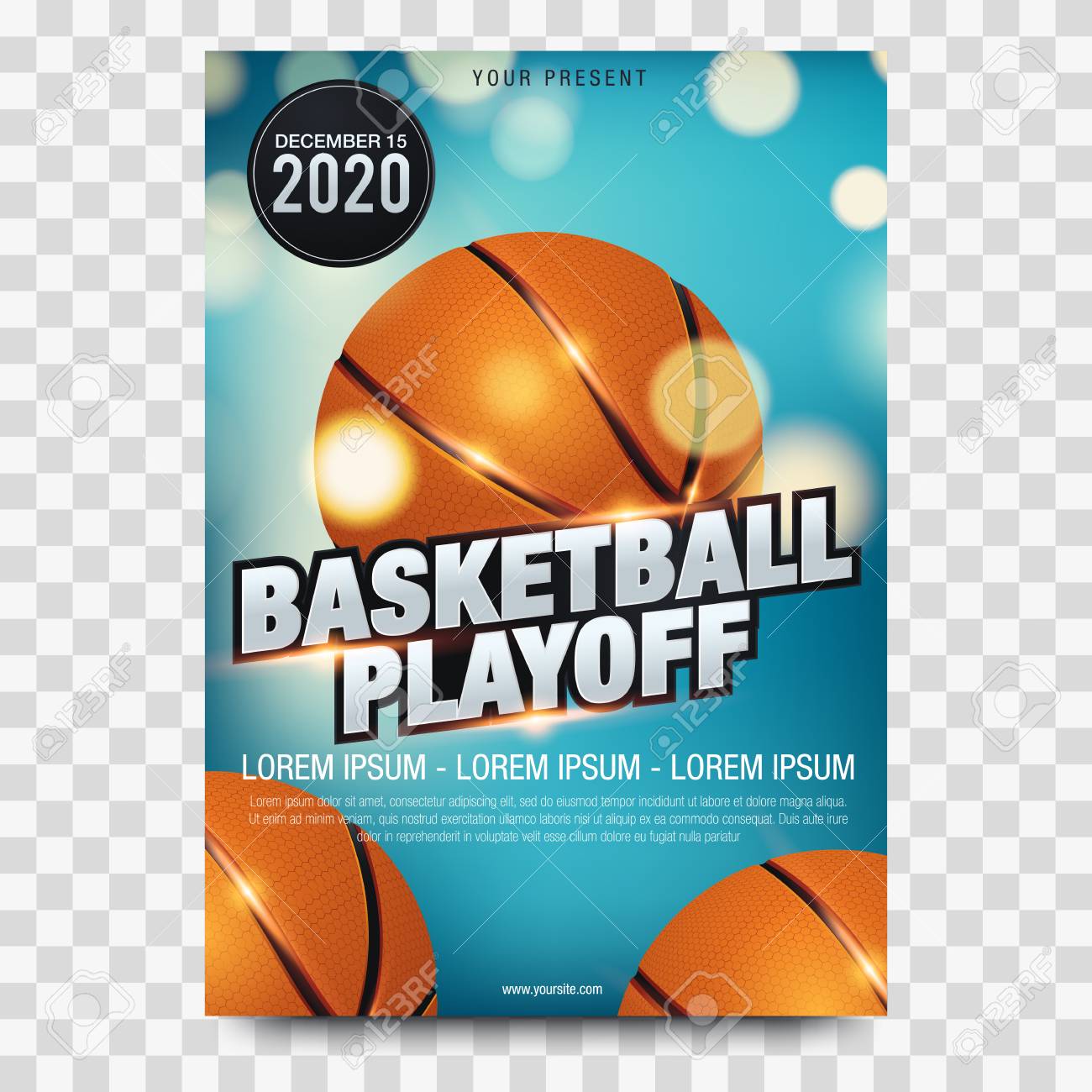 basketball tournament posters flyer with basketball ball template