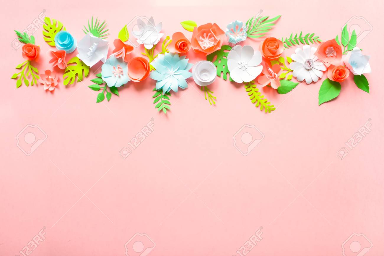 border to march 8 womens day valentine day greeting card with paper with flower border