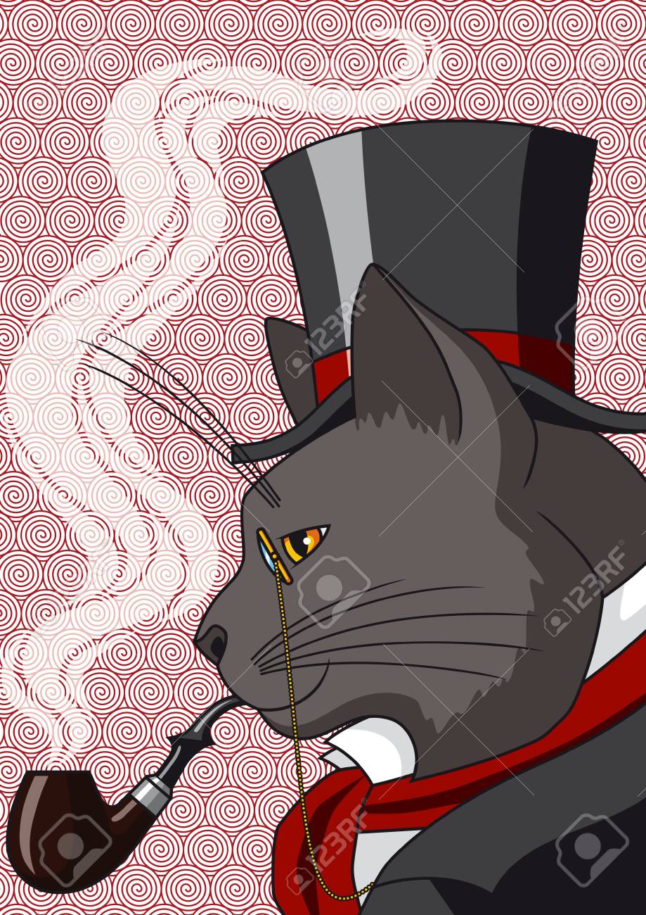 Vector Illustration Of A Cat In Top Hat And Smoking A Pipe Royalty Free Cliparts Vectors And Stock Illustration Image 20916709