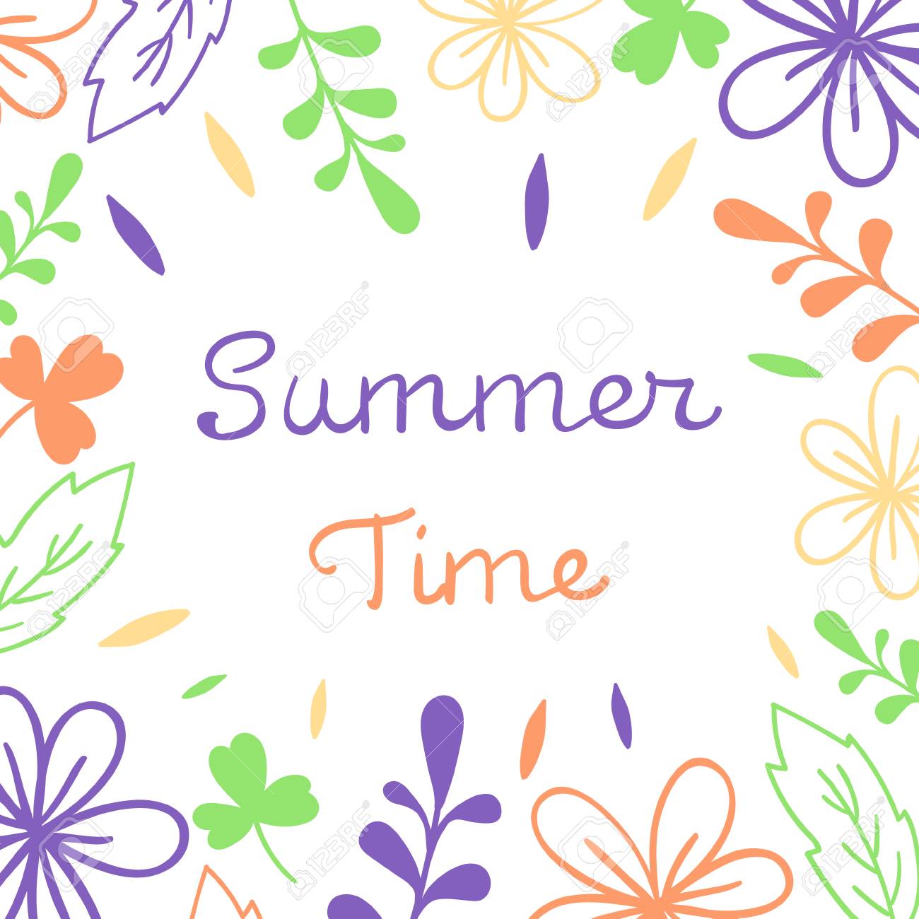 Summer Time lettering. Floral vector illustration. For poster, banner, print - 97072454 Summer Time lettering. Floral vector illustration. For poster, banner, print - 97072454