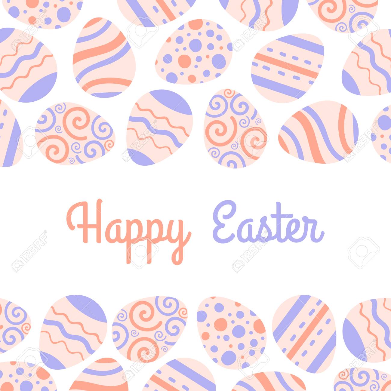Pastel greeting vector card. Happy Easter freme with eggs and lettering. - 97417976 Pastel greeting vector card. Happy Easter freme with eggs and lettering. - 97417976