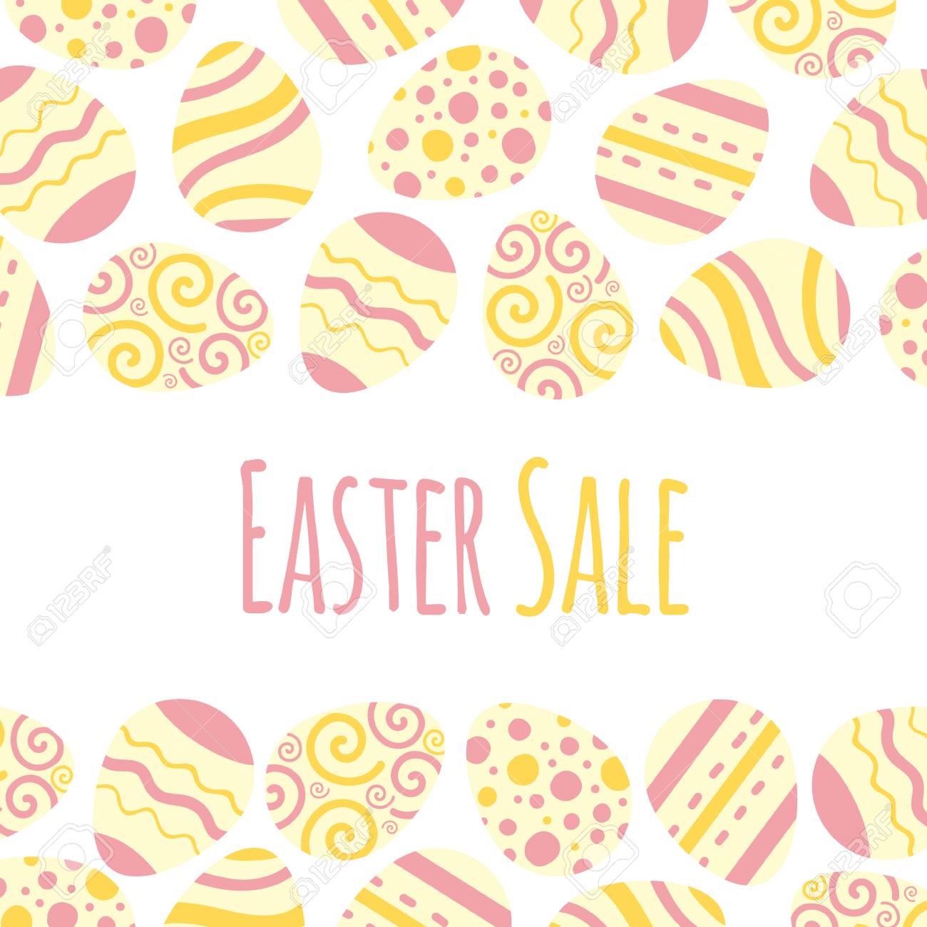 Easter sale vector frame. Background illustration with eggs and lettering. - 97418014 Easter sale vector frame. Background illustration with eggs and lettering. - 97418014