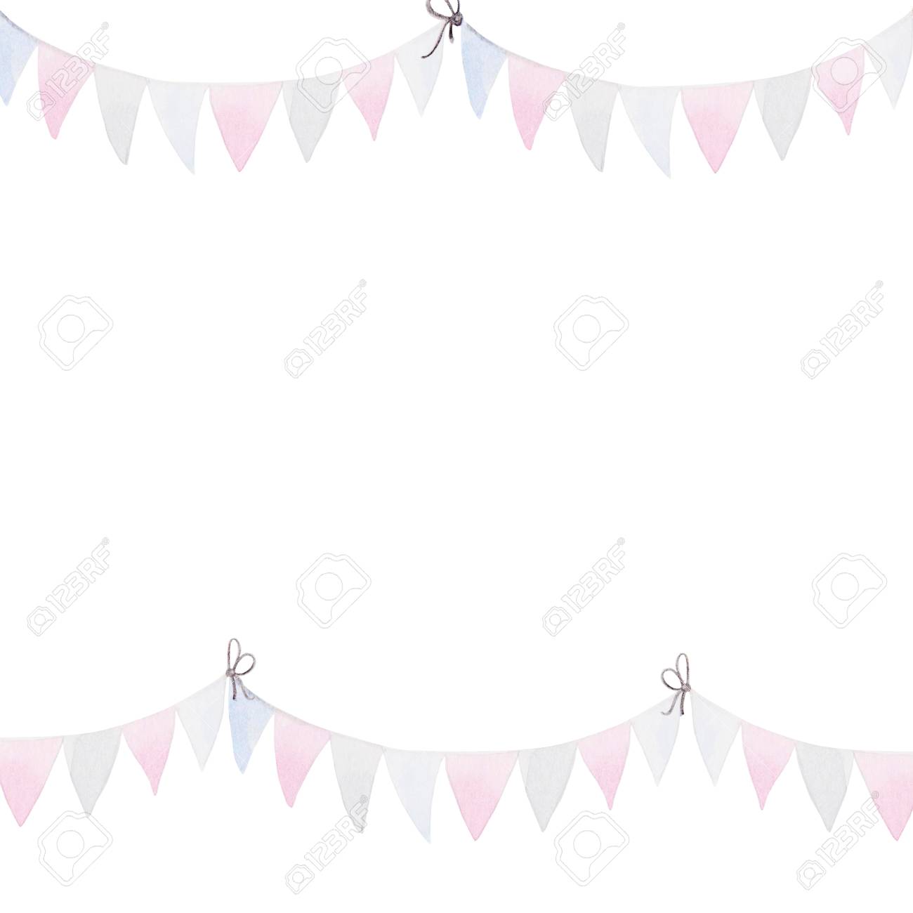 Frame for 4th of July. Watercolor Bunting Flags. Celebration of American Independence Day. - 98521092 Frame for 4th of July. Watercolor Bunting Flags. Celebration of American Independence Day. - 98521092