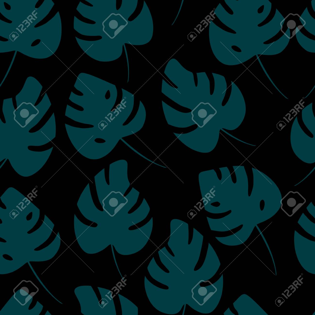 Exotic floral vector. Jungle hawaii dark pattern - 112595117 Exotic floral vector. Jungle hawaii dark pattern - 112595117