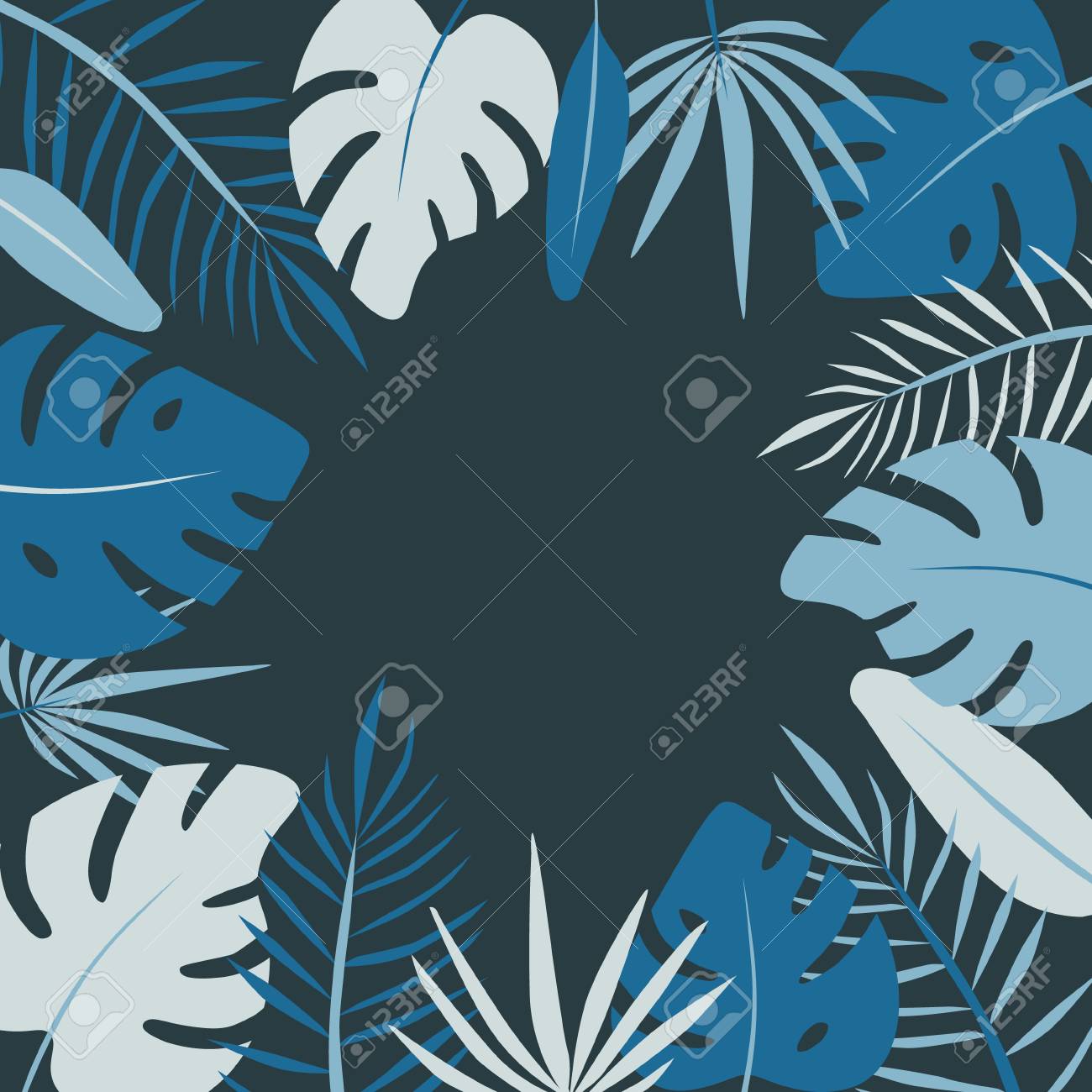 Floral round frame of leaf palm vector in flat style - 112595125 Floral round frame of leaf palm vector in flat style - 112595125