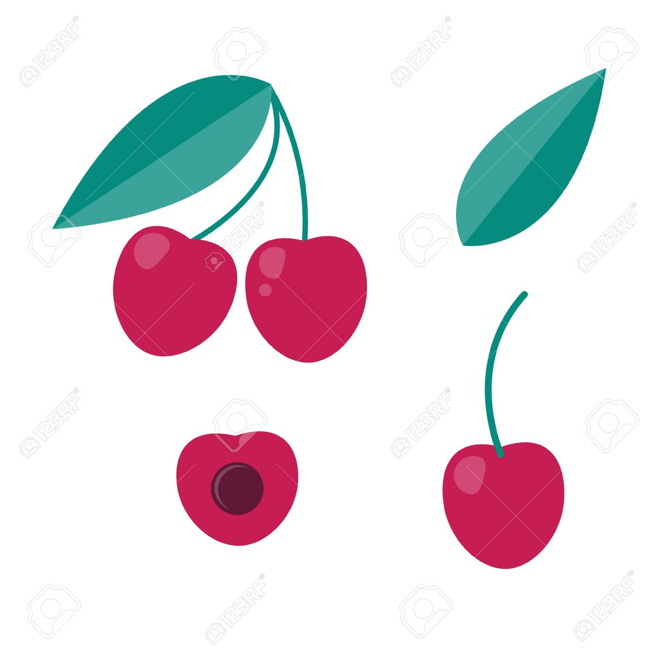 Set of icon cherry berry in flat style. graphic element. - 132553827 Set of icon cherry berry in flat style. graphic element. - 132553827