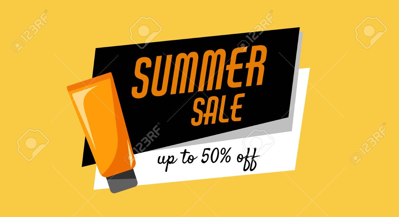Summer sale, up to 50 off, orange tube of sunscreen product with spf. Every day care concept. - 149789648 Summer sale, up to 50 off, orange tube of sunscreen product with spf. Every day care concept. - 149789648