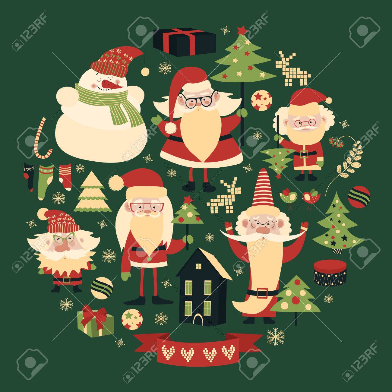 Vector collection of christmas items. Santa Claus, Christmas tree,snowman - 48417955 Vector collection of christmas items. Santa Claus, Christmas tree,snowman - 48417955
