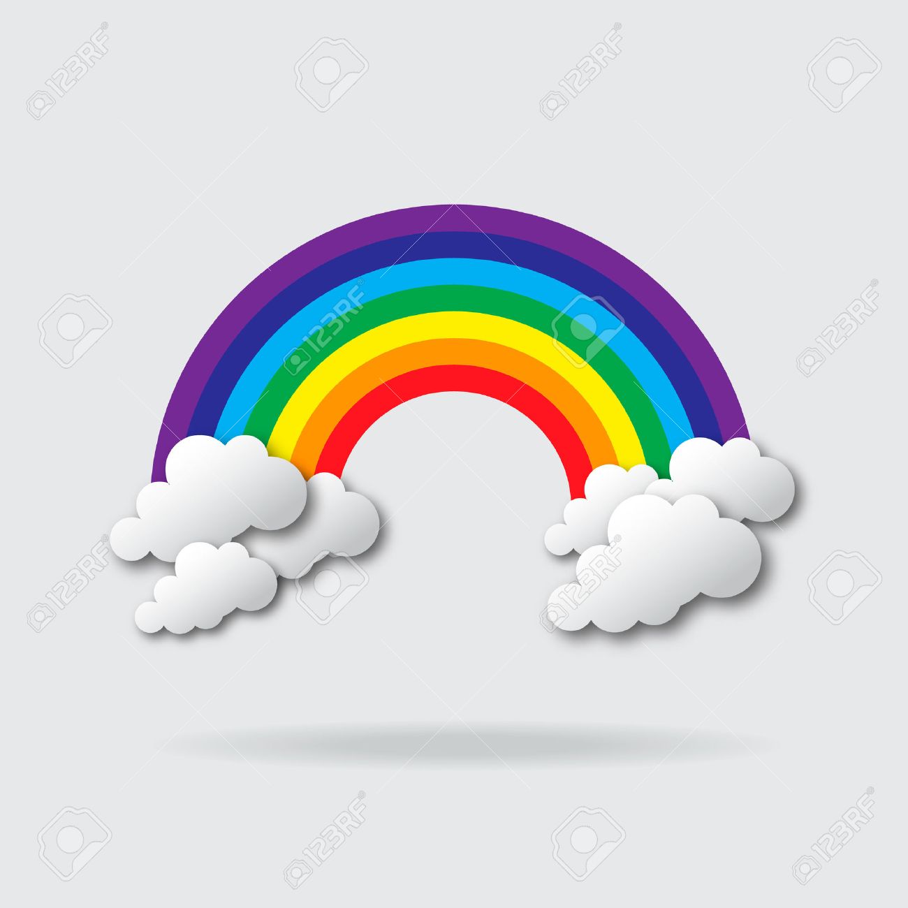 stylized paper cutout clouds and rainbow vector applique royalty cloud cut out