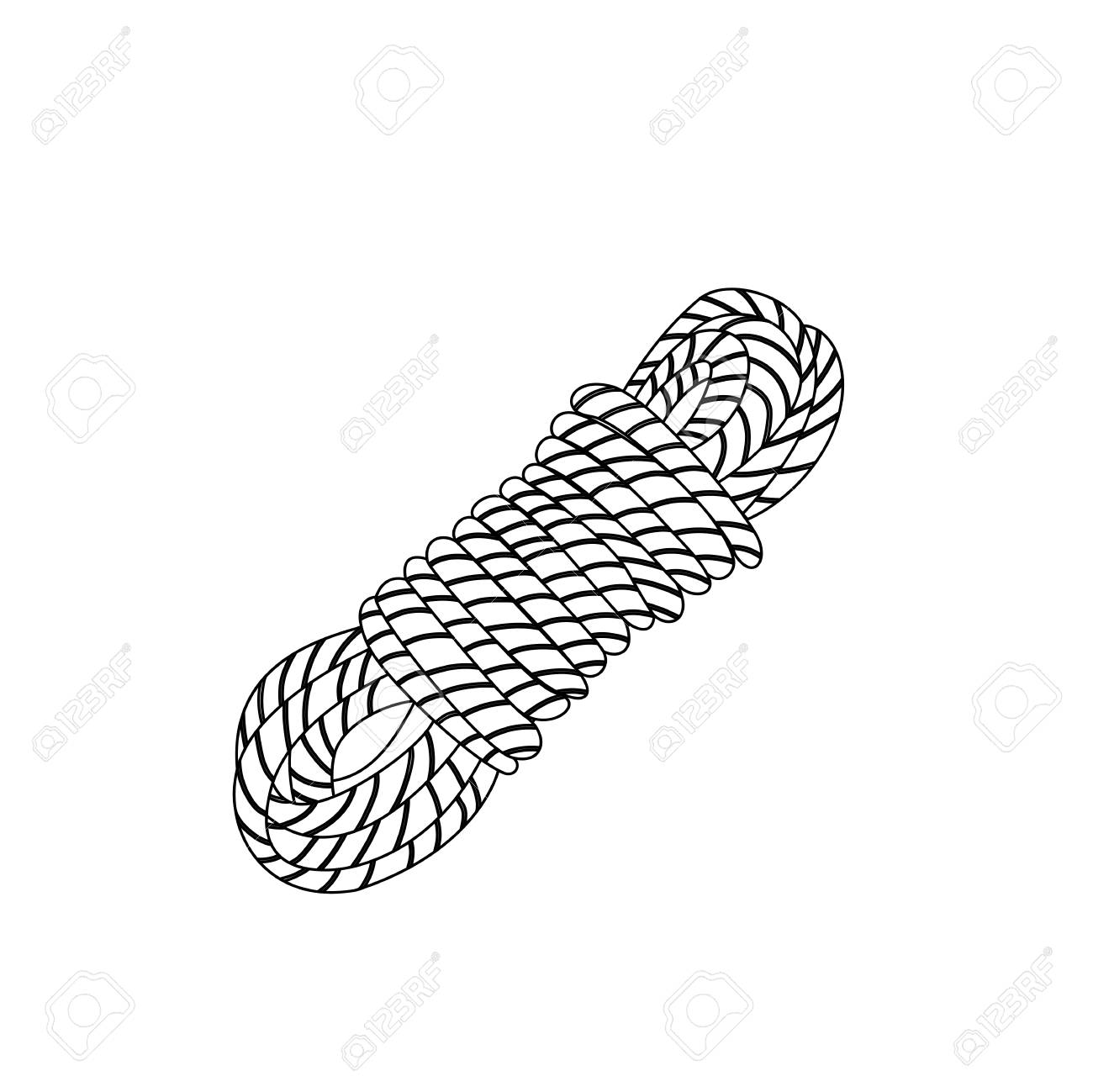 ロープコイルキャンプ旅行者アウトライン着色ページ漫画ベクトルイラストのイラスト素材 ベクタ Image