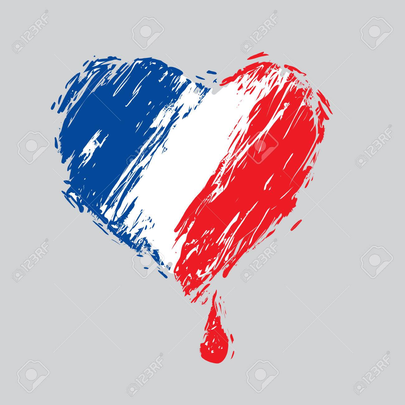 Bleeding Heart Dans Les Couleurs Du Drapeau Français, Comme Un Symbole De Deuil National Clip Art Libres De Droits , Vecteurs Et Illustration. Image 48470839.