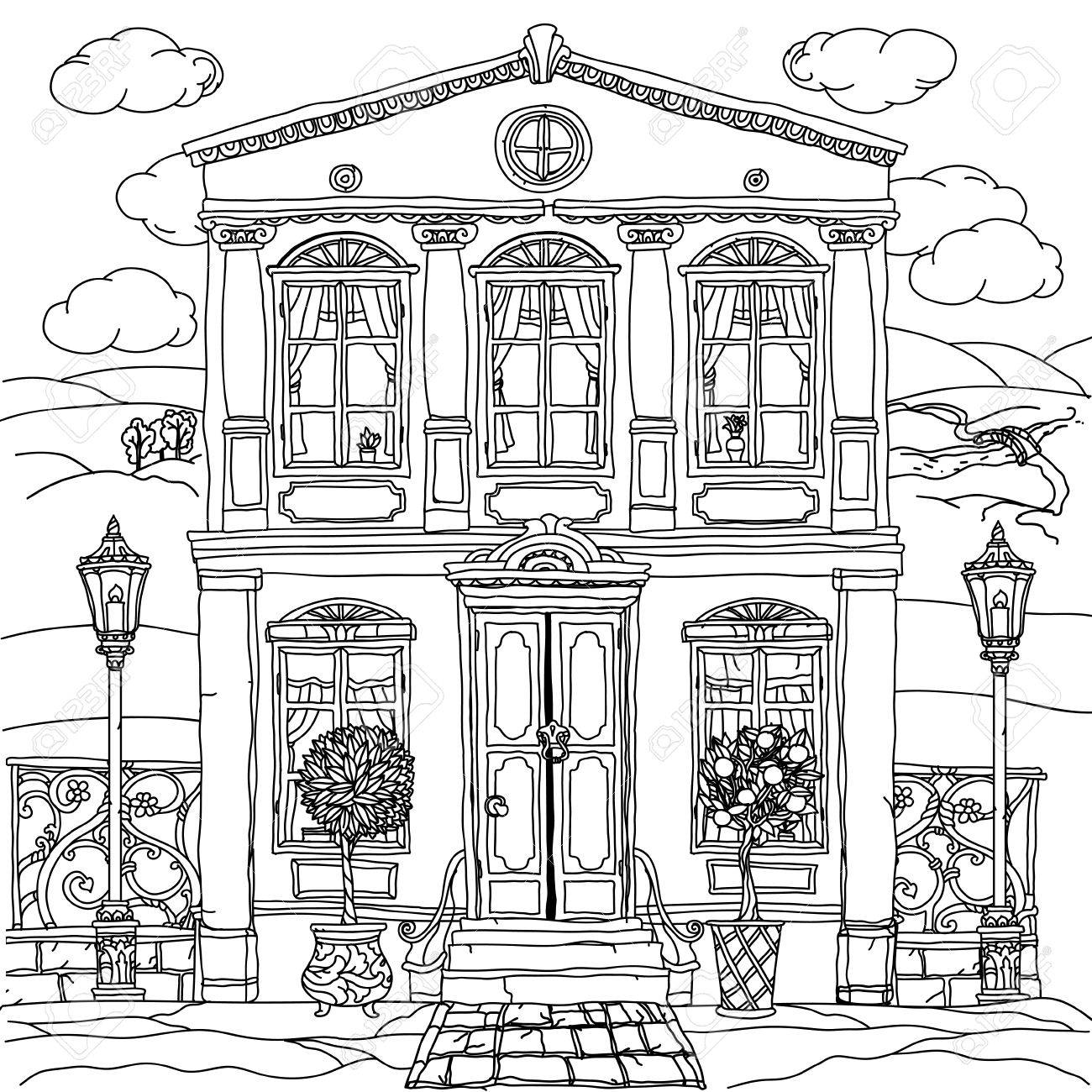 詳細は大人の塗り絵 アンチ ストレス図面禅芸術療法家の黒と白の輪郭を描かれたイラスト 手描き ベクトル 非常に詳細 ぬりえ ポスター デザイン のイラスト素材 ベクタ Image 57510605