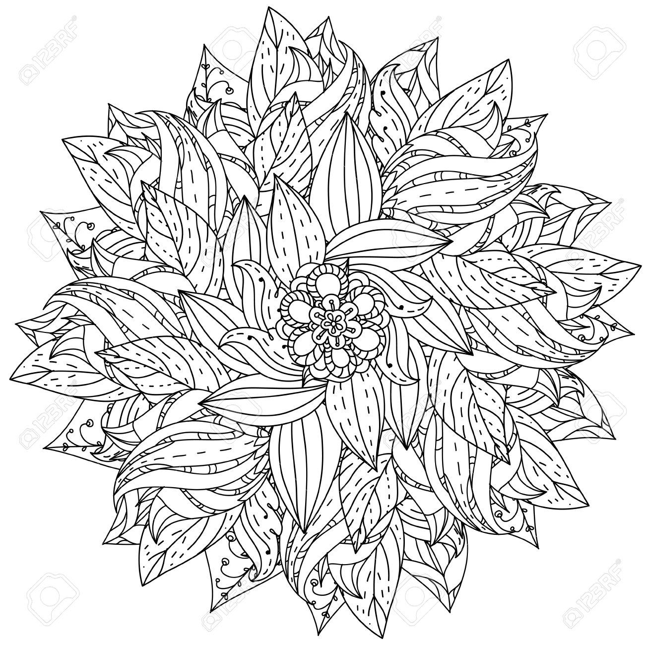 free archivio fotografico sagomati fiori forma mandala per adulti libro da colorare in stile art terapia zen per luanti sforzo di disegno