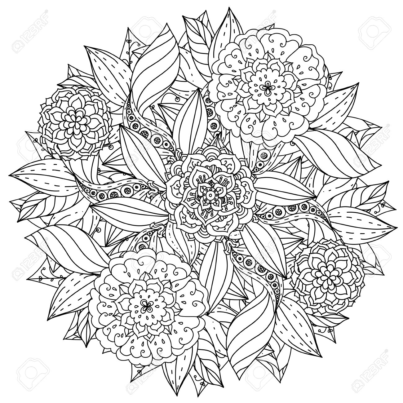 fleurs de forme de mandala profiles pour adulte livre de coloriage dans le zen style art thrapie anti dessin stress hand drawn rtro griffonnage - Mandala Pour Adulte fleurs de forme de mandala profiles pour adulte livre de coloriage dans le zen style art thrapie anti dessin stress hand drawn rtro griffonnage - Mandala Pour Adulte