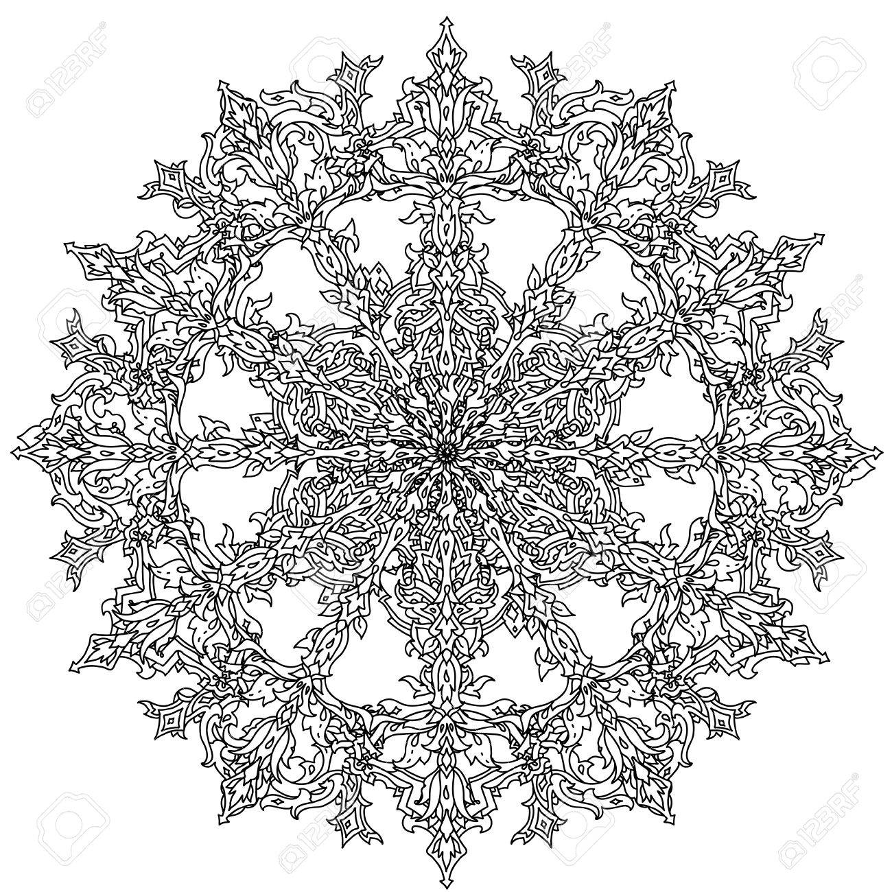 flocons de neige profilées en forme de mandala pour livre de coloriage adulte ou style art