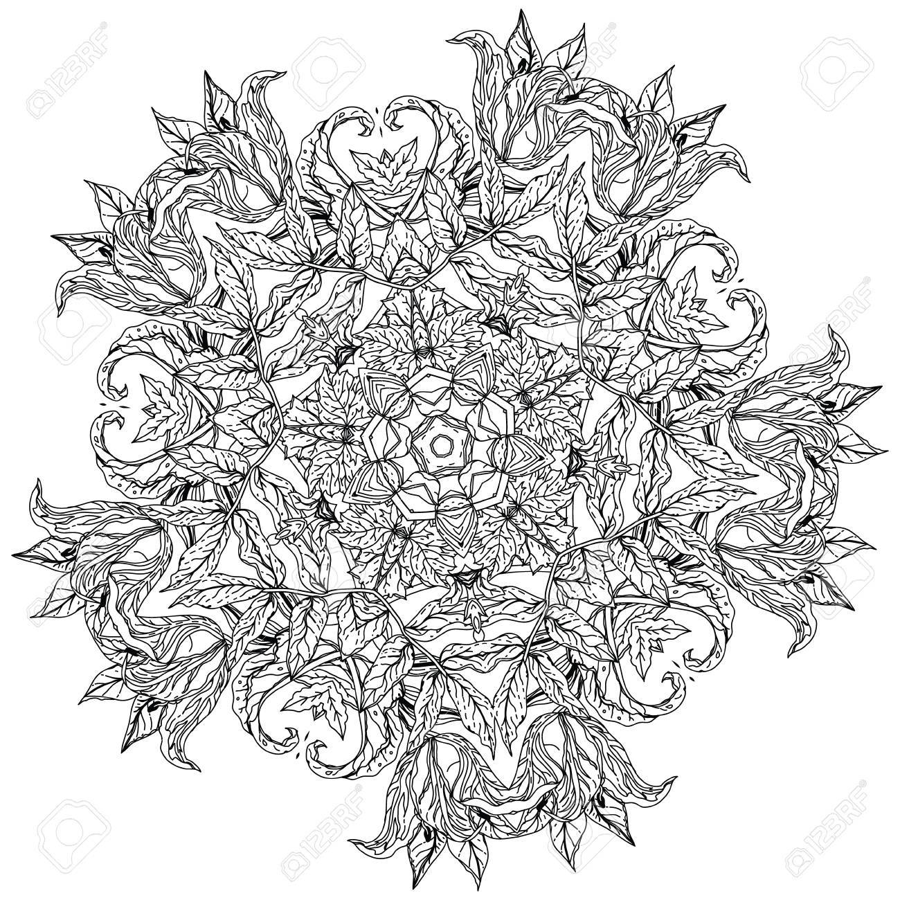 Contoured Luxury Flowers In Mandala Shape Zen Style Picture