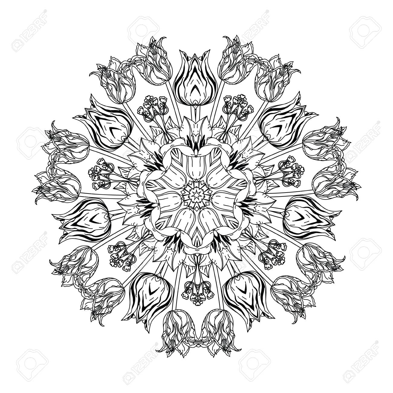 fleurs de luxe profilées en forme de mandala l image de style zen anti