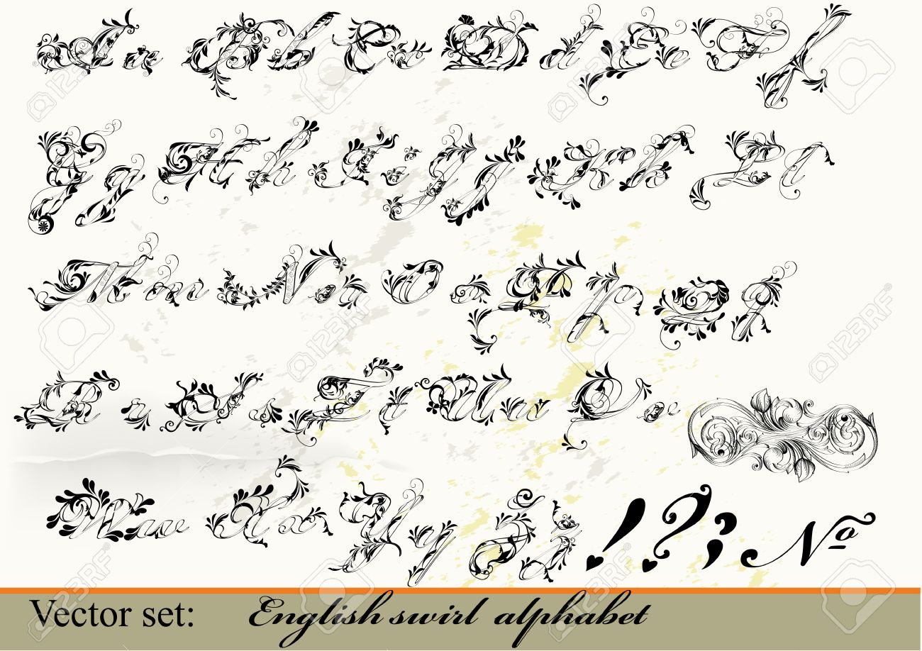 デザイン書道のための装飾的な英語の文字 のイラスト素材 ベクタ Image デザイン書道のための装飾的な英語の文字 のイラスト素材 ベクタ Image