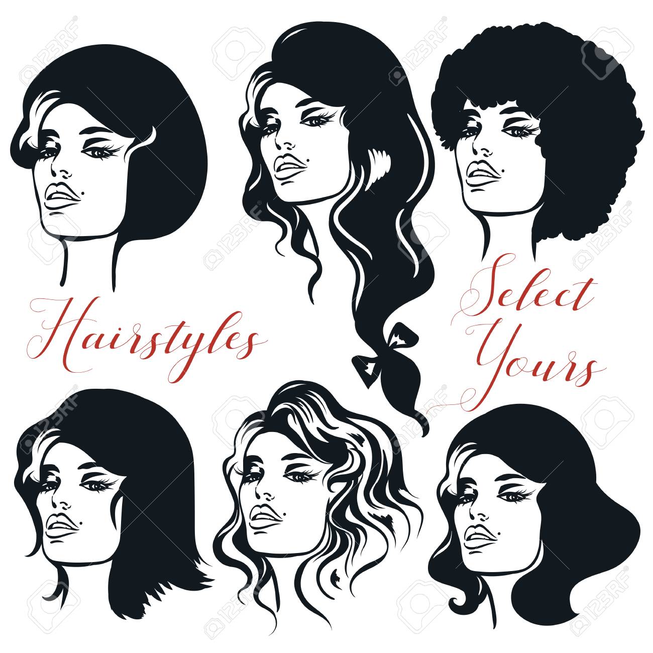 Collection Of Female Woman Hairstyles Girls Faces With Different