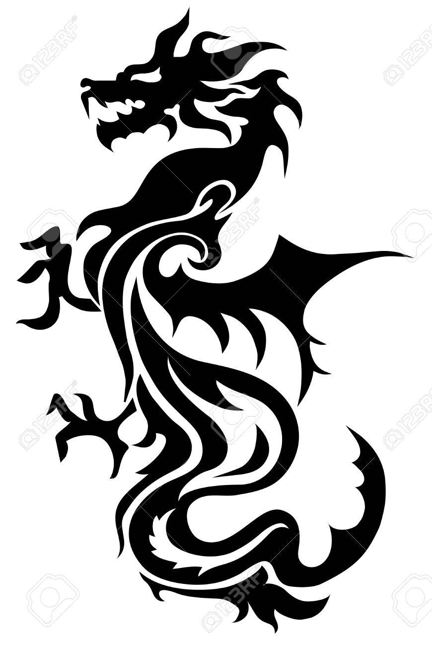 Dragon China Zodiac Symbols, Tattoo Royalty Free SVG, Cliparts, Vectors,  and Stock Illustration. Image 55853421., image size:870x1300