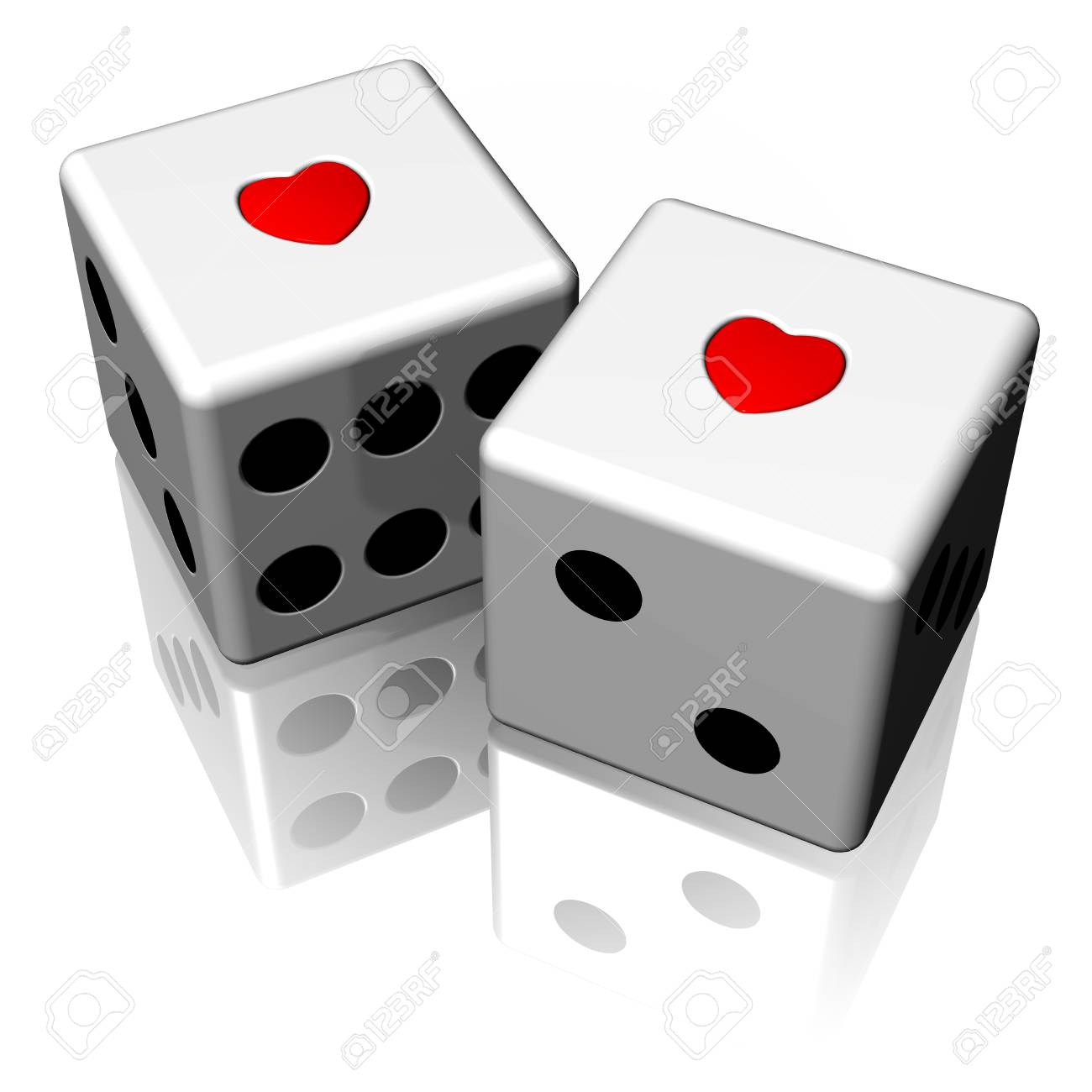 Coppia Dadi Da Gioco Con Cuore Isolati Su Sfondo Bianco Stock Photo Picture And Royalty Free Image Image