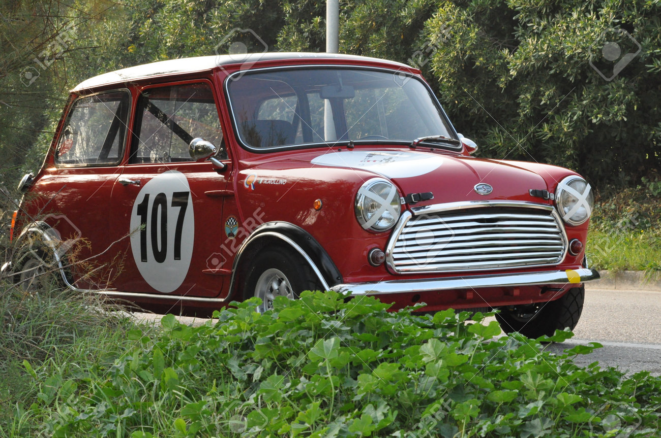 Pesaro Italy Octo 13 2018 Morris Mini Cooper And First Stock