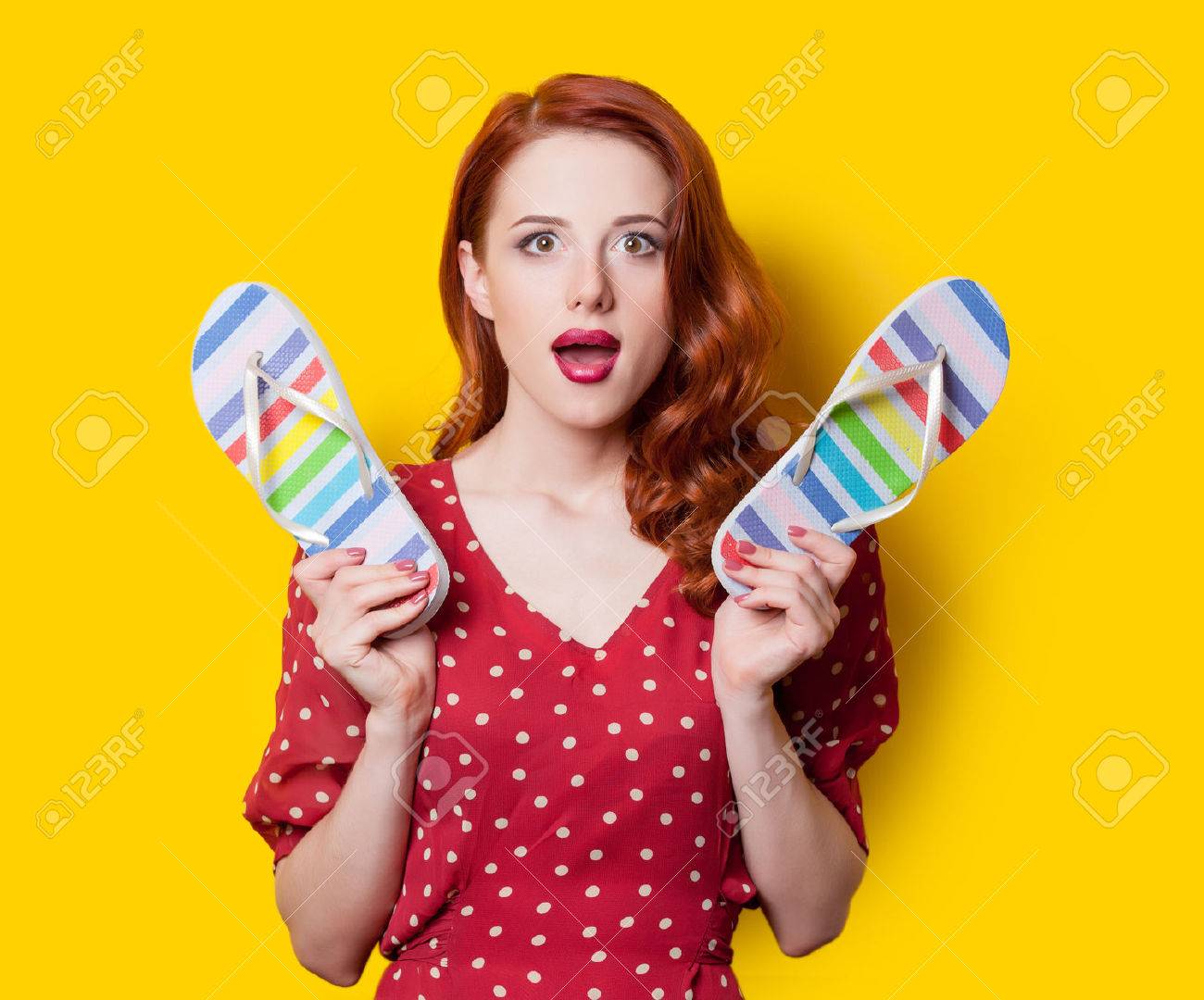 redhead flip flops
