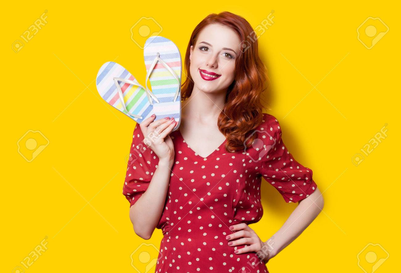 redhead flip flops